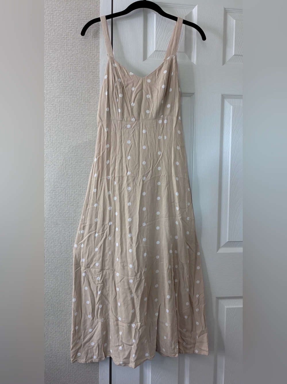 Old Navy Beige Maxi Dress with White Polka Dots